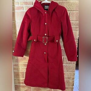 Rothschild Girls Size 12 Wool Blend Hooded Overcoat Red